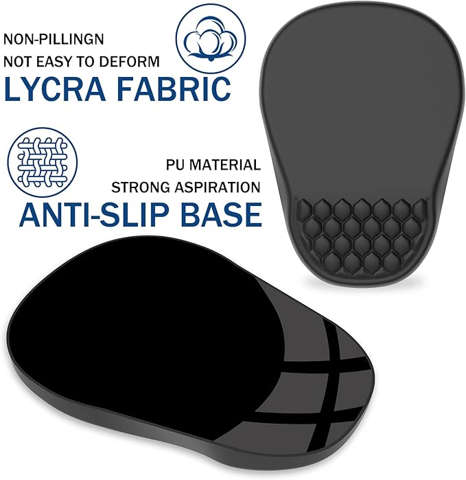Ergonomic Mouse Pad Wrist Support, with Memory Foam & Non-Slip PU Base, Comfortable Massage Design Mouse Pad Relieve Wrist Fatigue&Pain, Suitable for Computer, Office and Home(01Black)