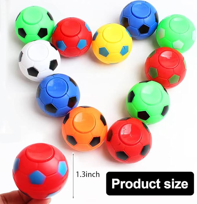 32 PCS Mini Fidget Spinners Soccer Ball Toys for Kids, Soccer Party Favors Goodie Bag Stuffers, Rotatable Soccer Finger Stress Balls for Classroom Prizes