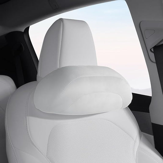 Car Headrest Pillow for Driving, Softness Ergonomic Design Universal Travel Neck Pillow for Most Cars, Office Chairs, Gaming Chairs with Extra Filler Cotton Bag (White, 1PC)