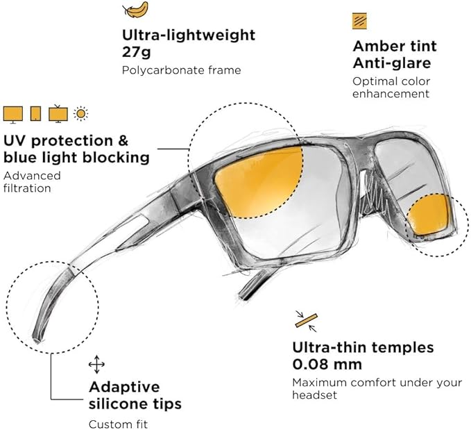 Horus X - Gaming Glasses | Blue Light Blocking Computer Screen Glasses | Anti Fatigue & Eyestrain for Men and Women