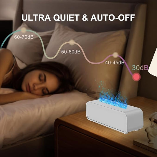 Colorful Flame Air Aroma Diffuser Humidifier, Dynamic Fire Flame Sound Pickup Aromatherapy Diffuser for Home Office Room(Remote, Timer & Auto-Off, 150ml)