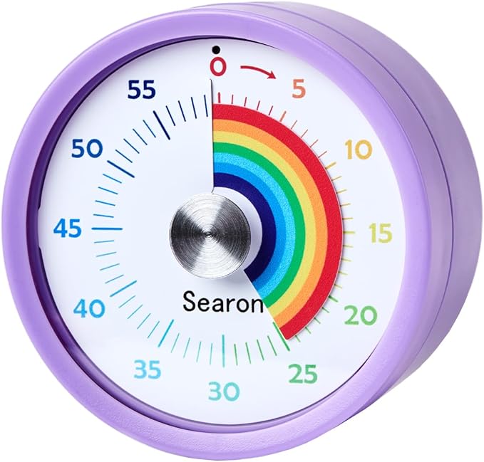 Searon Kitchen Timers for Cooking, Magnetic Visual Timer for Kids Teachers Classroom School ADHD Autism Oven or Adult with Special Needs (Purple)