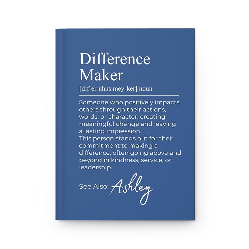 Hilis Personalized Difference Maker Journal, Coworker Gifts for Women or Men, A5 Lined Notebook, Thank You Gift for Social Worker Boss Mentor Teacher Appreciation Retirement D77