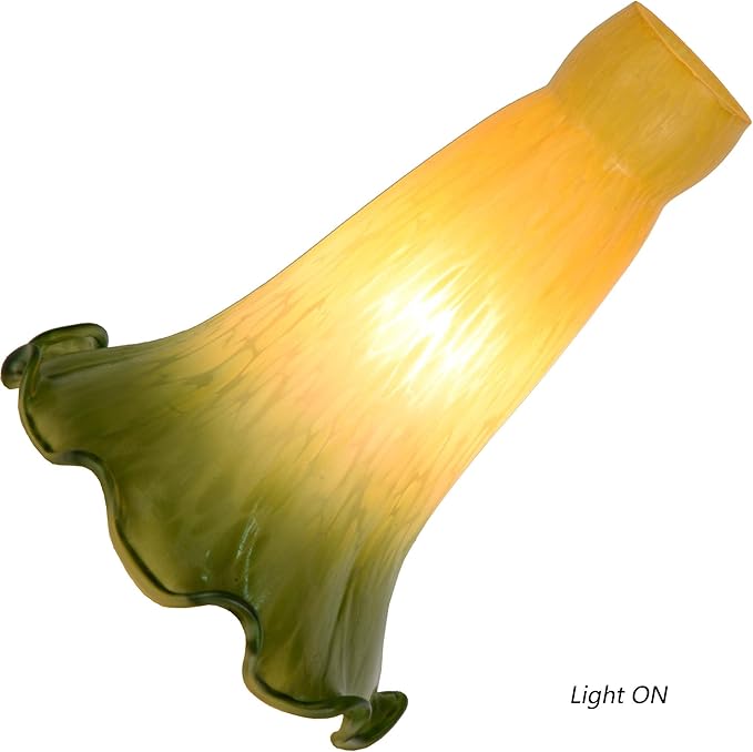Bieye LS15S Lily Flower Blown Glass Lampshade (Yellow Green, Opening I.D. 0.87" x O.D. 1")