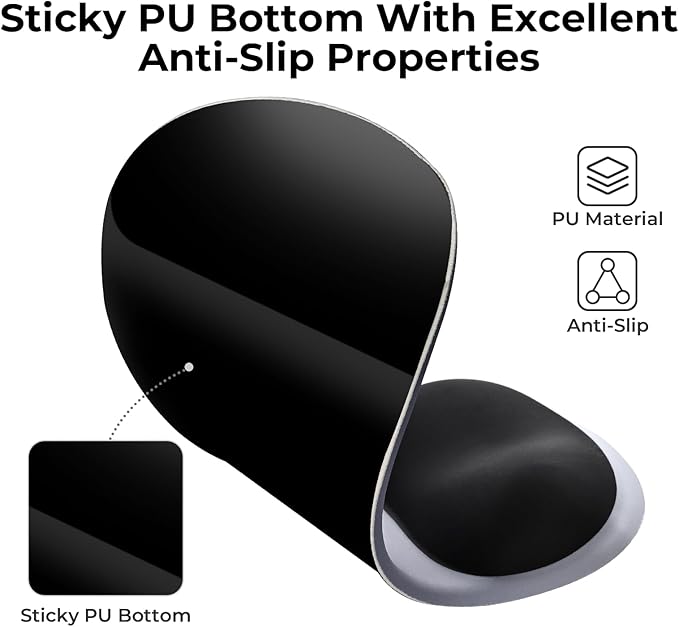 EooCoo Ergonomic Mouse Pad with Gel Wrist Rest Support Middle Concave Design, Relieve Wrist Pain Mousepad, Non-Slip Base for Laptop, Computer, Office Desk Accessories, Carpal Tunnel Syndrome