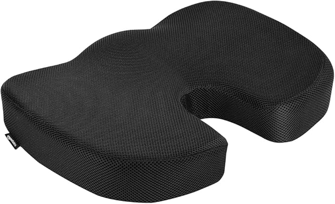 Amazon Basics Comfortable Seat Cushion for Office Chairs, Enhanced Memory Foam, Black