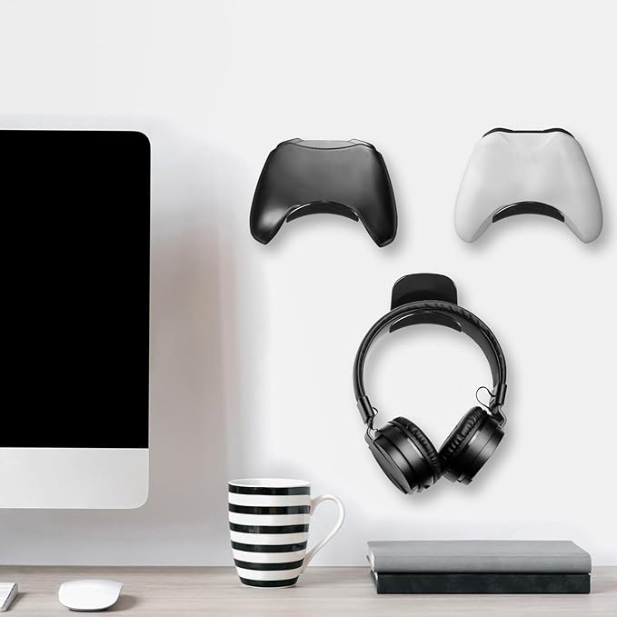 16 Pcs Cable Management Organizer Kit Include Retaining Wire Clips Wire Organizer Sleeve Cable Ties Headphone Hanger Holder for Computer (Black)