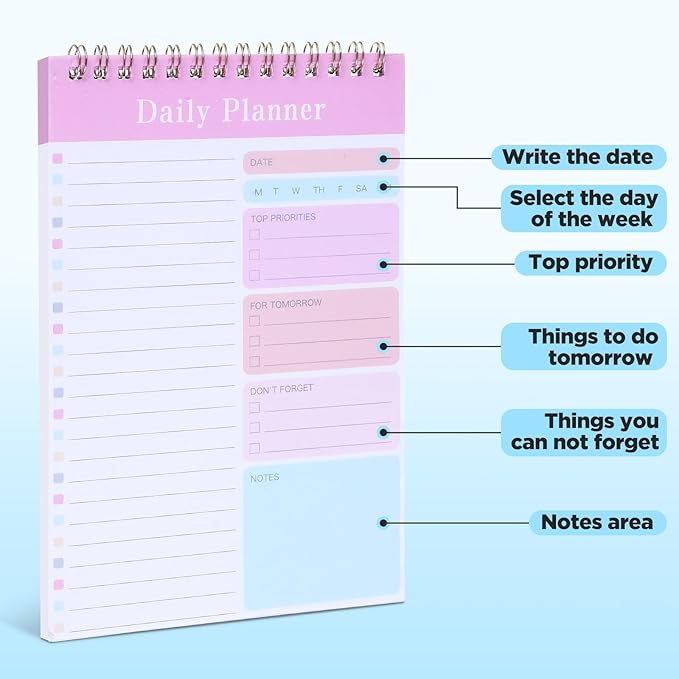20-Pack Daily Planner Notepads – 5” x 8” Undated To-Do List Notebooks, 30 Sheets Each – PVC Cover & Premium Paper for Office and Home Organization