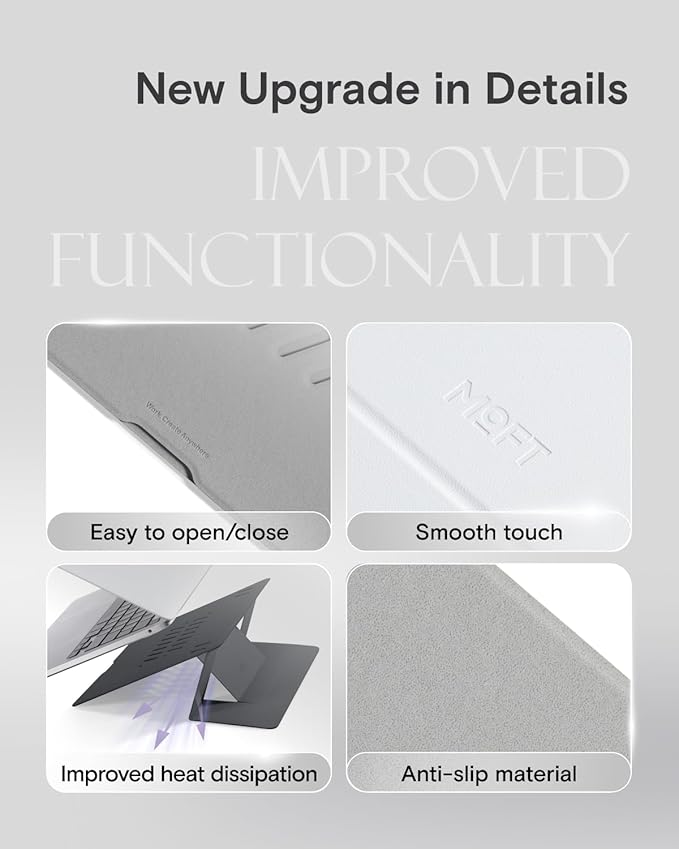 MOFT Invisible Laptop Stand for Desk, Stick-Free Tablet and Computer Stand with Dual-Angle, Foldable&Portable Laptop Riser Holder, Fits 7-11" Tablets&11-14" Laptops, Space Gray (Non-Adhesive Version)