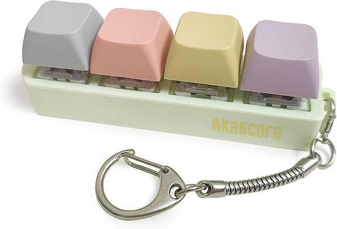 Keyboard Fidget Toy, Finger Fidget Clicker Keychain Accessories Autism Sensory Toys Stress Relief for Adults (Four Colors)