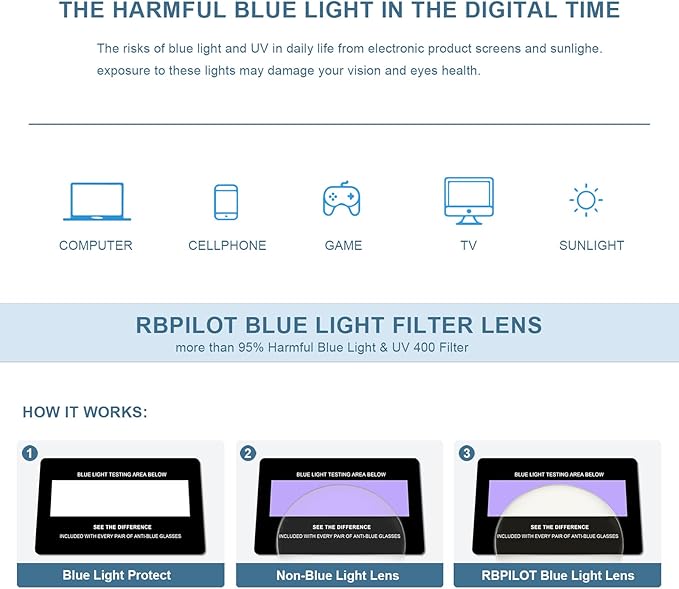 RB. Pilot Reading Glasses Spring Hinge Readers for Women Blue Light Blocking Computer Metal Frame Acetate Legs