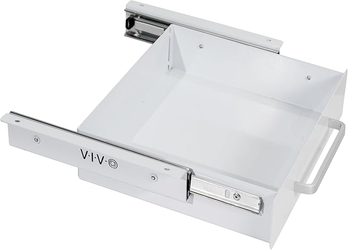 VIVO 13 inch Under Desk Slide Out Storage Organizer, Pull Handle Drawer, White, DESK-DR1H-W