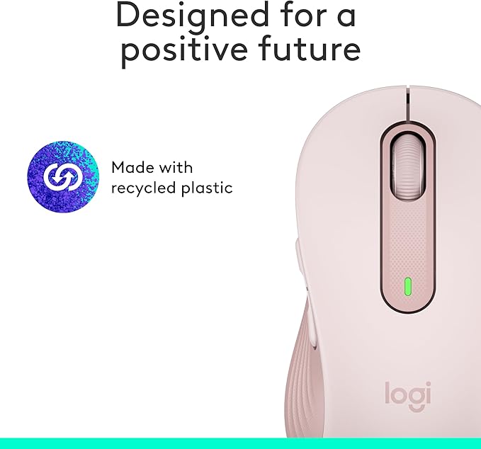 Logitech Wireless Mouse Signature M650- Small Hands, 2-Year Battery, Silent Clicks, Customizable Buttons, Bluetooth, PC/Mac/Chromebook - Rose, Right-Handed, Small-Medium