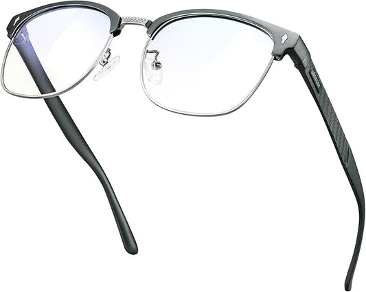 BIRCEN Blue Light Blocking Glasses: Al-Mg Metal Bluelight Computer Clear Glasses for Men Women Anti Eyestrain Office Home