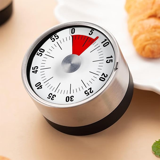 2pcs Magnetic Mechanical Kitchen Visual Timer, Countdown 60 Minute Wind Up Reminder Tool for Baking Cooking Steaming Tanning Learning White