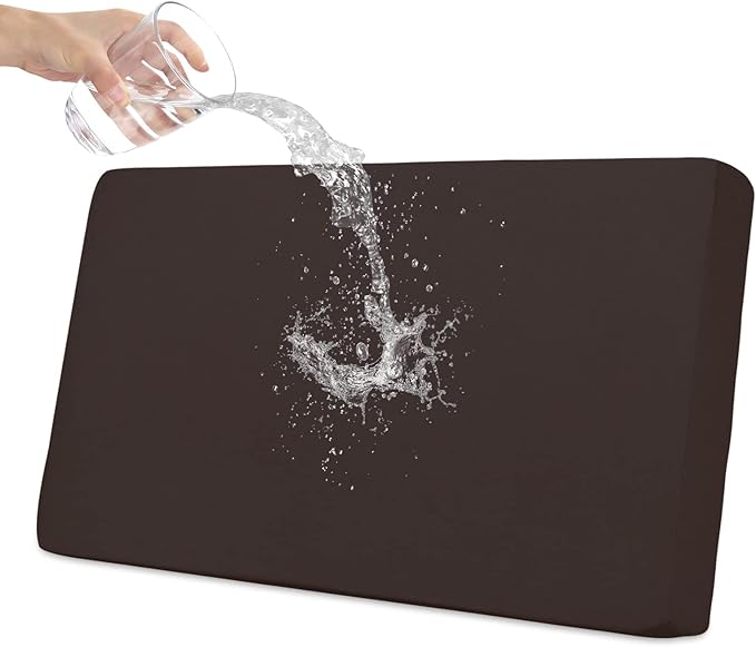 Easy-Going 100% Waterproof Loveseat Sofa Seat Cushion Slipcovers Couch Cushion Cover Stretch Furniture Protector for Kids, Pets (Loveseat Cushion, Chocolate)