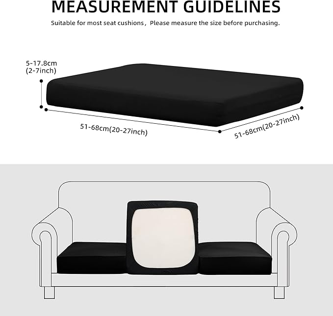 12Pcs Patio Cushion Covers Waterproof, Cushion Covers, Stretch Outdoor Couch Covers, Patio Couch Slipcovers, Patio Cushion Covers Replacement, Outdoor Chair Cushion Covers (Black)