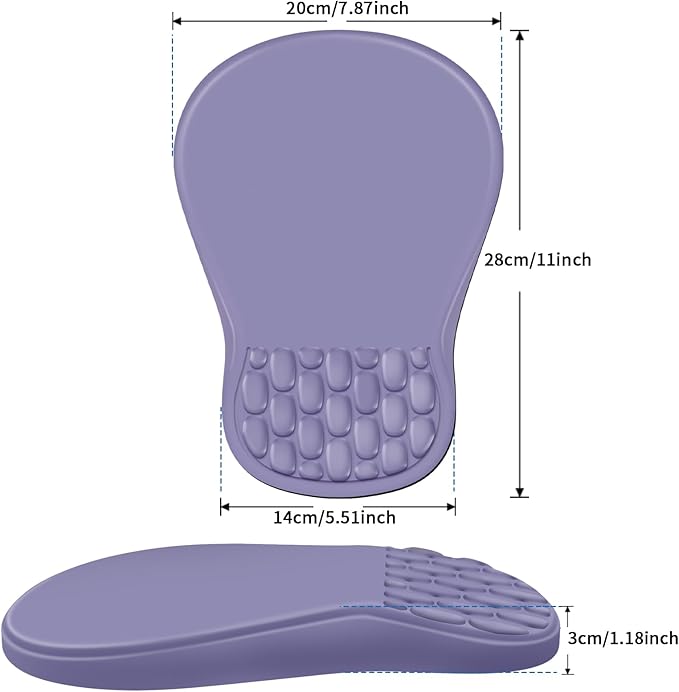 Ergonomic Mouse Pad with Wrist Rest Support, Mousepad with Comfortable Memory Foam Wrist Rest and Non-Slip PU Base for Pain Relief, Computer, Laptop, Office, Home (Purple)