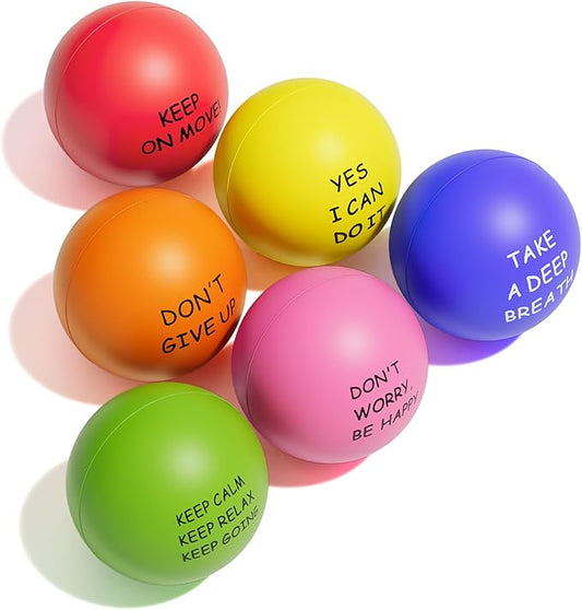 KDG Motivational Stress Balls(6 Pack) for Kids and Adults,Stress Relief Ball with Quetos to Rrelieve Anxiety and Manage Anger