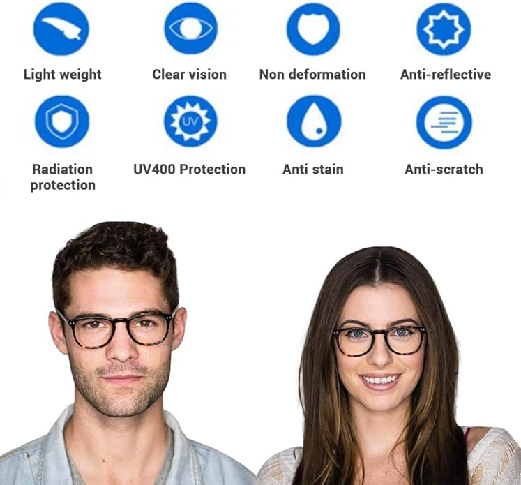 Blue Light Blocking Glasses, Blue Blocker Computer Glasses for Men Women, Anti Glare 400 UV & Eye Strain Fake Square Glasses