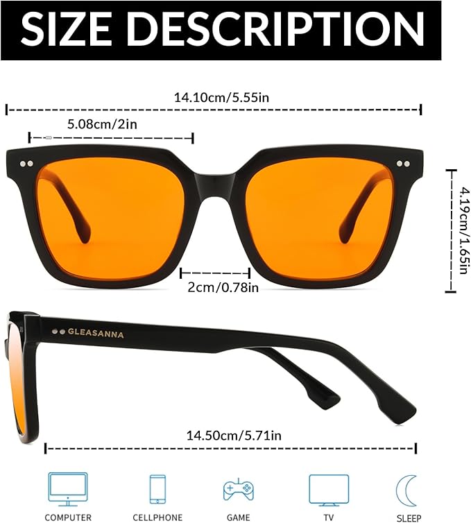 99.9% Blue Light Blocking Glasses for Men Women Anti-Fatigue Computer Gaming Glasses Stop Eyestrain Headaches