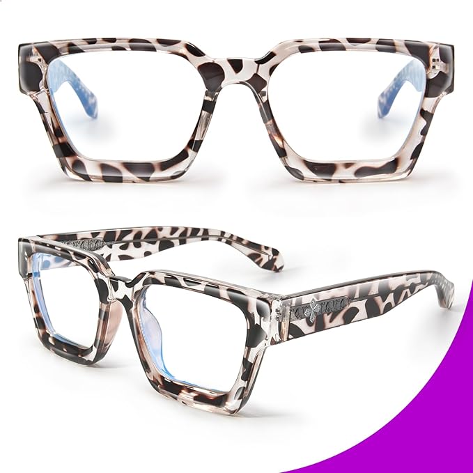 VISOONE Blue Light Blocking Glasses with TR90 Rectangle Frame and Chic Preppy Look for Women Men RIVER