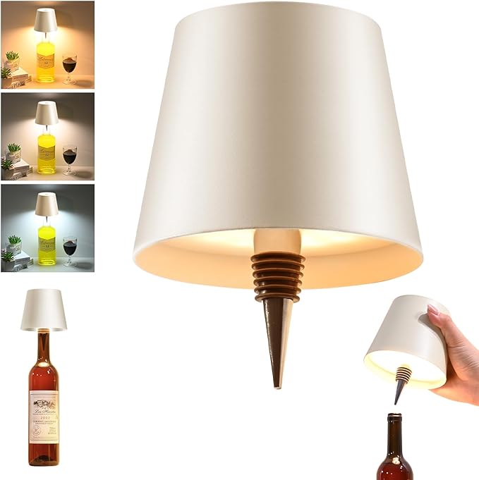 realmoon Wine Bottle Light Wireless Wine Bottle Light - Stylish 3 Color Dimmable LED Wine Bottle Light - Perfect for Dining Room, Bedroom and Bar Atmosphere(Milky Coffee)
