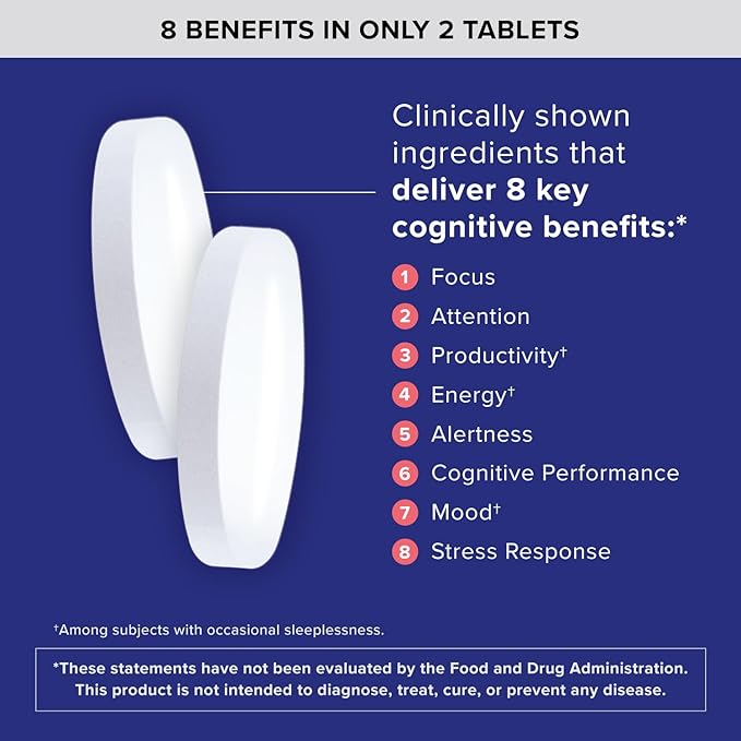 Qunol Brain Health Focus Plus, Magnesium L-Threonate & Citicoline, Clinically Tested Ingredients to Improve Focus, Attention and Productivity, 60 Count (Pack of 1)