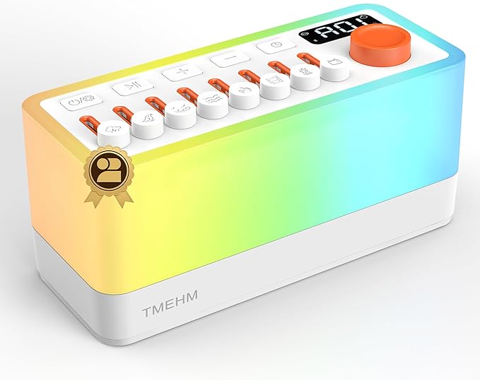 White Noise Sleep Sound Machine with 8 Nature Sounds, Portable Bluetooth Speaker, 12 Colors Night Lights, Sleep Timer & Breathing Exercises, for Babies, Kids, and Adults (S660pro Gen 2, L)