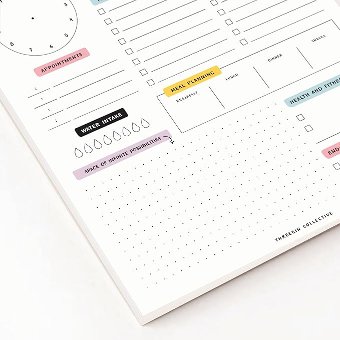 ThreeKin Let's Do This Daily Planner - 8.5"x11", 50 Tear-Off Sheets, Motivational Design, Goal Setting, Time Management, To-Do Lists, Productivity Organizer, Perfect for Home, Office, Students, Work
