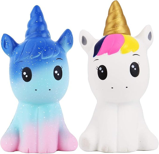 Anboor 4.9 Inches Squishies Unicorn Galaxy Kawaii Soft Slow Rising Scented Animal Squishies Stress Relief Kids Toys (Galaxy + White)