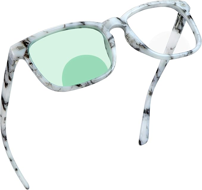 YEIN Bifocal Reading Glasses with Blue Light Blocking Lenses, Bifocal Reader for Women and Men, Vintage Square frame with Spring Hinge (+0.00/+2.00 magnification)