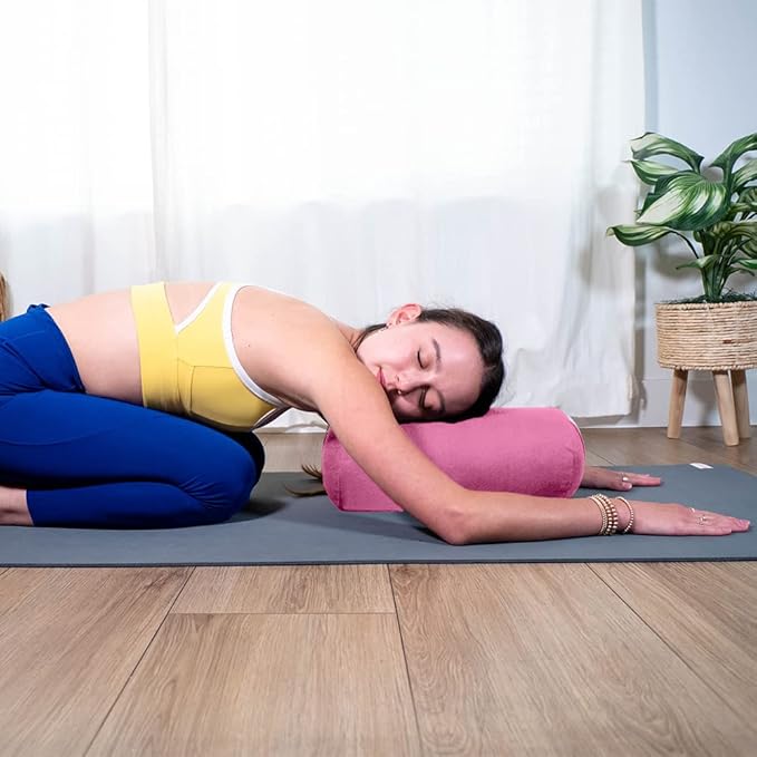 Sol Living Yoga Bolster Pillow for Restorative Meditation - 100% Cotton Cylindrical Cushion with Washable Cover for Balance Support in Asana Poses