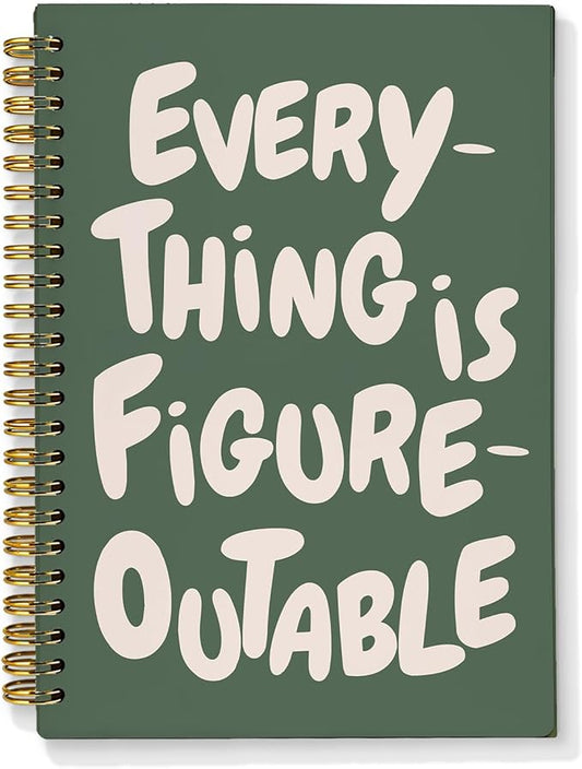 Everything is Figureoutable Inspirational Notebook, Motivational Journals for Women Men, Positivity Journal, Positive Affirmations Quote Hardcover Spiral Notebooks 5.5x8.3 Inch