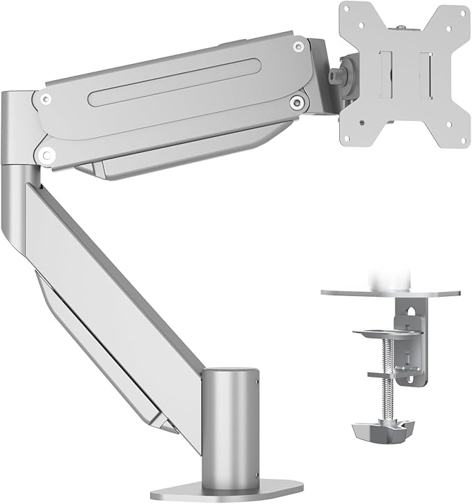 Suptek Ultrawide Monitor Arm Mount for 17 to 43 Inch Heavy Duty Curved Screen,Holds 28.6 lbs,Adjustable Gas Spring Monitor Arm Desk Mount Stand,75/100 Vesa Mount,Silver(MD71MS)