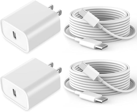 Fast Charging for iPhone 17 16 15 Charger,2Pack 20W USBC Wall Charger Travel Plug Block Phone 16e Charging Cable for iPhone 17 Air/17 Pro/17 Pro Max/16 Pro/16 Pro Max/16 Plus/15/15 Pro/15 Pro Max/iPad