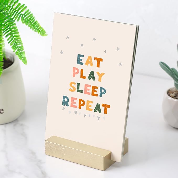 UNIQOOO 3.5" Gold Birch Wood Stand for Monthly Desk Calendar, Wooden Block Base, Cardstock Holder, For Office Home Retail Reception Decor, Photo Display, 2 Pack