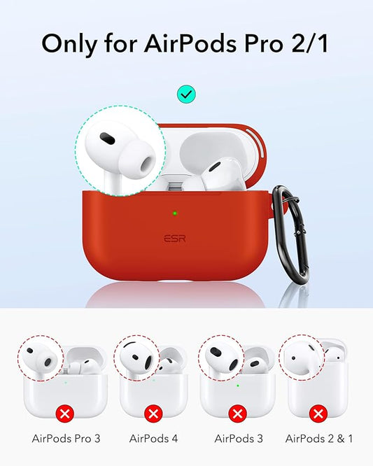 ESR for AirPods Pro 2 Case, Compatible with Airpods Pro 2nd Generation Case (2023/2022/2019), Compatible with MagSafe, Magnetic Lid Lock, Full Drop Protection, Red