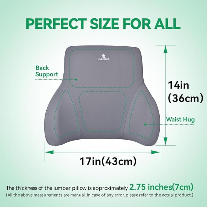 Lumbar Support Pillow, Memory Foam Cushion, Improve Posture and Relieve Low Back Pain, Lumbar Support for car Seats, Gaming Chairs, Office Chairs, wheelchairs