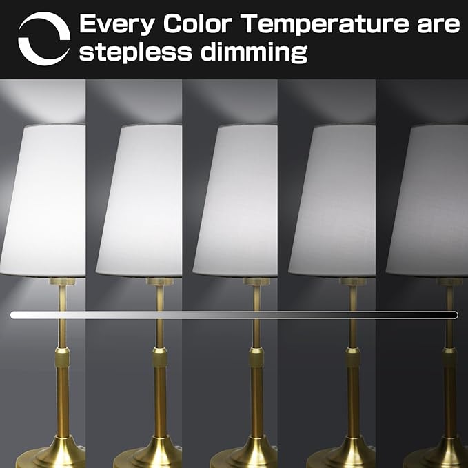 Portable Cordless Table Lamp, Built in Rechargeable Battery, 2700-6000k Color Temperature, Fully Dimmable, Scalable, Ambient Light for Patio, Restaurant, Bar, Bedroom, Dining (Gold)