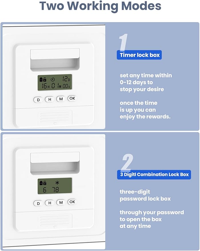 Time Lock Box for Food,Medicine Locker,Phone Jail Timer,PS5 Game Prison,Snacks Lockbox,Release Stress,Anxiety Relief,Gadget Gift | Combination Timed Locking Container | Kitchen Clear Lockable Safe Box
