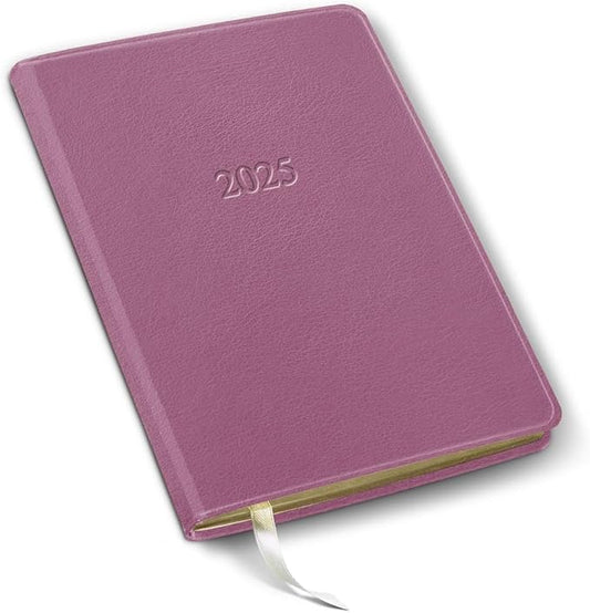 Gallery Leather Desk Weekly Monthly Planner 2025, Elegantly Bound Calendar Planner and Notebook with Stylish Gold-Gilded Page Edges, 12 Months - Camden Orchid - 8 x 5.5 "
