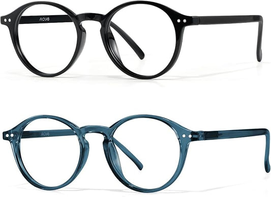 Blue Light Blocking Glasses Round Retro Computer Gaming Glasses Women Men UV Protection AB3303 (Black/Blue green)