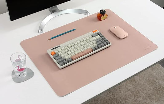 Dual-Sided Leather Desk Pad,Blotter for Laptop Computer,Mouse Pad,Writing,Drawing,Arts and Craft Mat (17"x24", Pink/Silver)