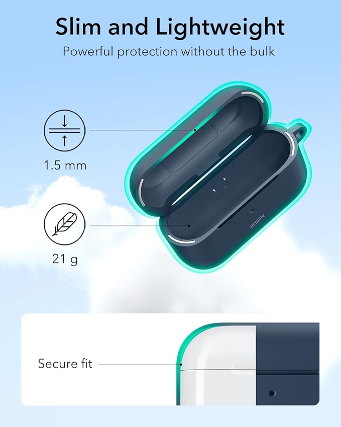 ESR for AirPods Pro 2 Case, Compatible with Airpods Pro 2nd Generation Case (2023/2022/2019), Compatible with MagSafe, Magnetic Lid Lock, Full Drop Protection, Blue