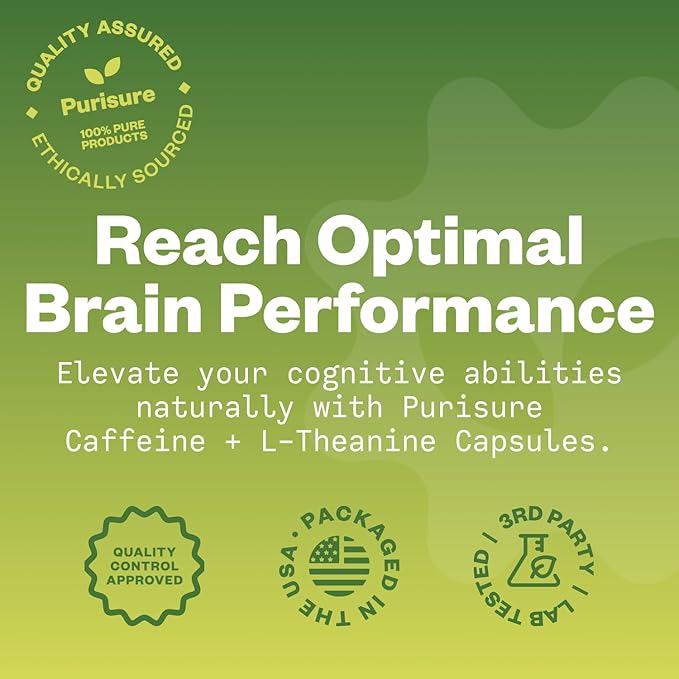 Caffeine Theanine Capsules Pills 100mg Caffeine + 200mg L Theanine for Pre Workout Energy, and Clarity Energy Pills for Fatigue, Nootropic Supplement, 120 Day Supply, Pack of 3