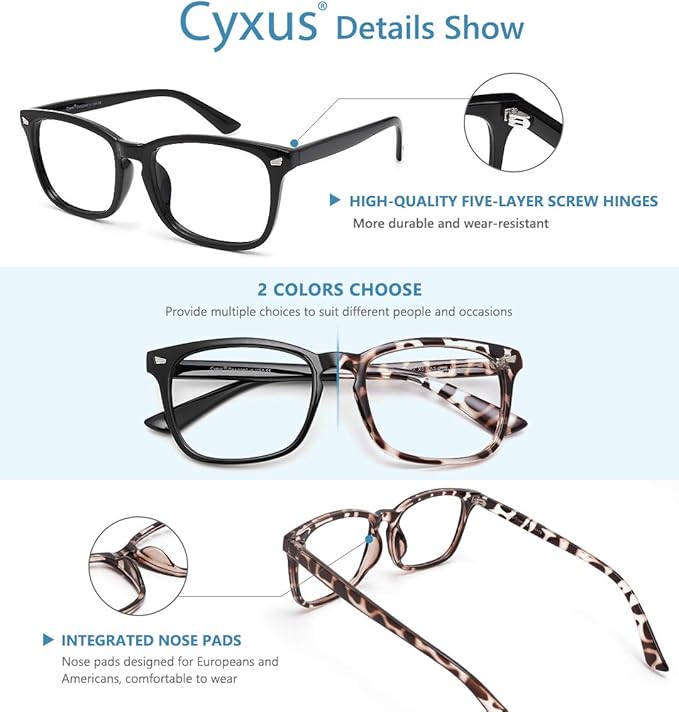 Cyxus Blue Light Glasses for Men Women Reduce Eye Strain UV Blocking for Computer Screen 8082