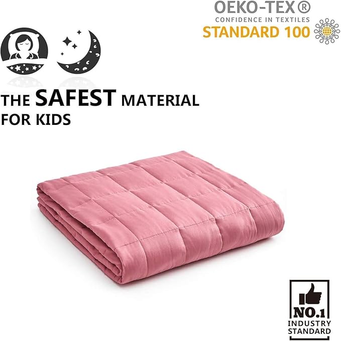 YnM Kids Weighted Blanket — Heavy 100% Oeko-Tex Certified Cotton Material with Premium Glass Beads (Light Grey, 36''x48'' 5lbs), Suit for One Person(~40lb) Use on Twin Bed