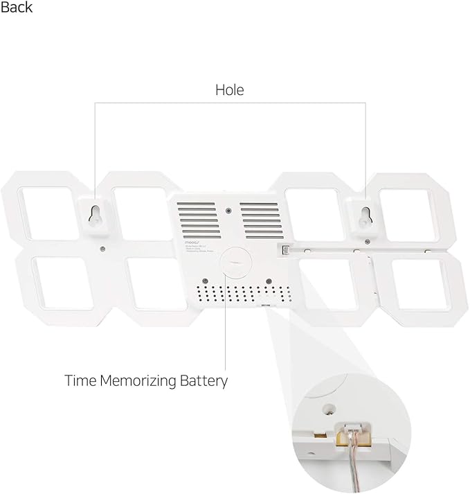mooas 3D Pure Slim L LED Clock, Multi-Function LED Digital Clock (Calendar, Alarm, Temperature) (15.4" Slim L White Wall Clock with Remote Control)
