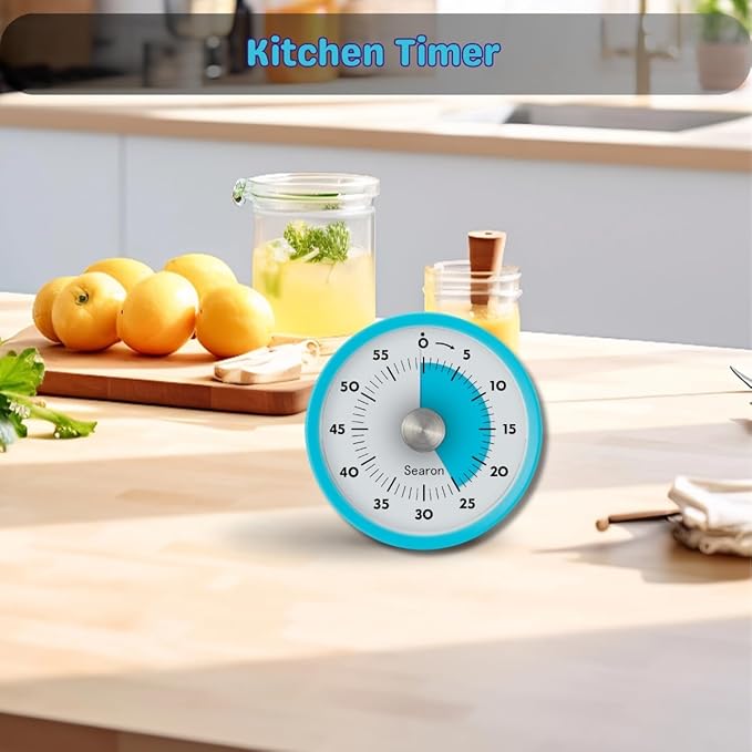 Searon Kitchen Timers for Cooking, Magnetic Visual Timer for Kids Teachers Classroom School ADHD Autism Oven or Adult with Special Needs (Blue)